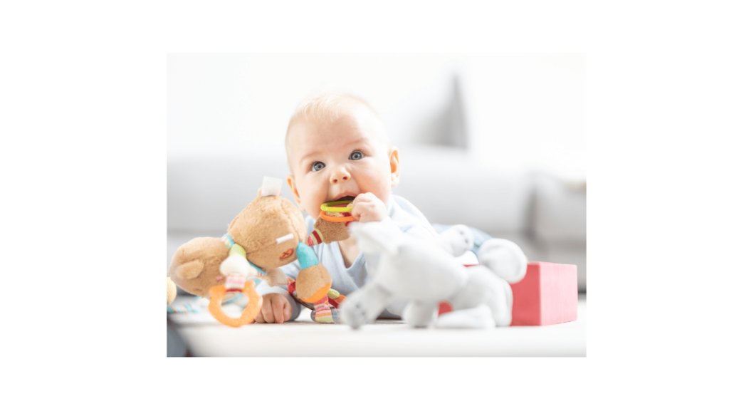 Baby playing with a toy. Showing the importance to import safe and compliant goods.